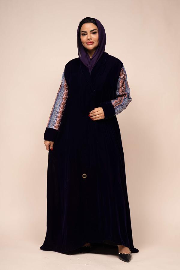 9-10087 عبايةشيهانه كلوش مخمل بنفسجي