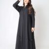 2-10063 عبايةشيهانه  كريب سوداء بتطريز بسيط