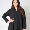 2-10063 عبايةشيهانه  كريب سوداء بتطريز بسيط