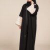 3-10135 عباية شيهانه كتان بدانتيل سكري