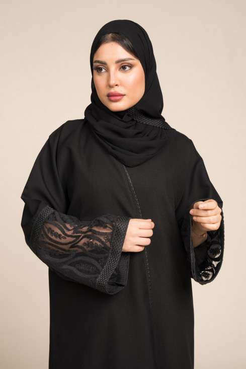 2-10038 عباية شيهانه كتان بداتيل أسود