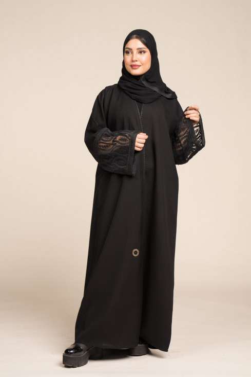 2-10038 عباية شيهانه كتان بداتيل أسود