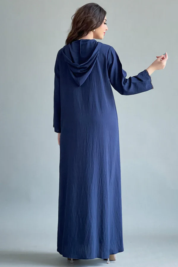 9-10183 جلابيه نمط قفطان مطرزه بخرز وبلور ذهبي