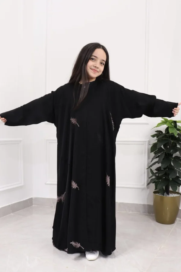 5-10269 عبايه بناتي بتطريز كامل بلون نحاسي