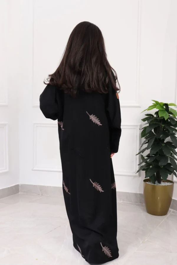 5-10269 عبايه بناتي بتطريز كامل بلون نحاسي