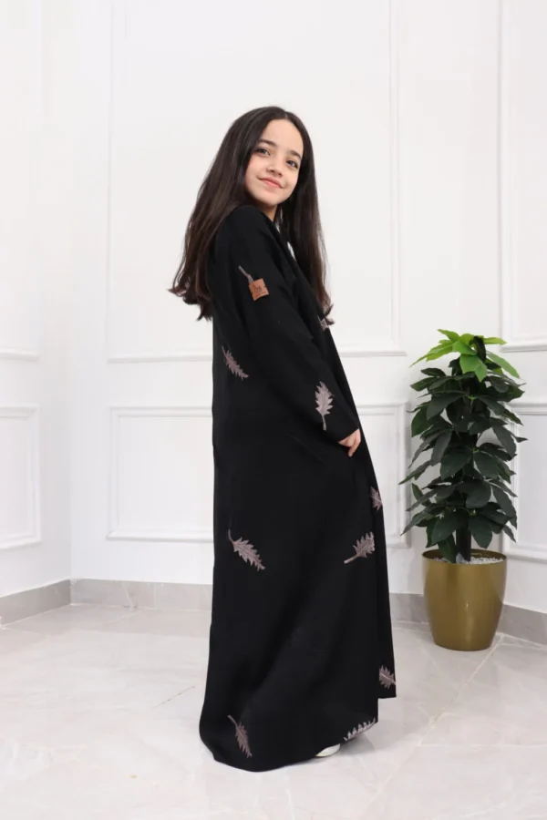 5-10269 عبايه بناتي بتطريز كامل بلون نحاسي