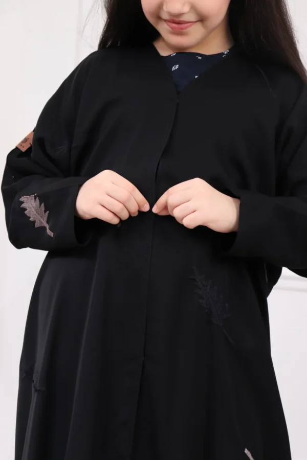 5-10269 عبايه بناتي بتطريز كامل بلون نحاسي