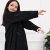 5-10271 عبايه بناتي بتطريز كحلى كامل